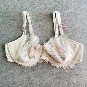 [ SOLD ] Wicked Unlined Lace Balconette Bra – 40C Coconut White